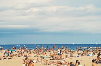 Beach in Barcelona in August